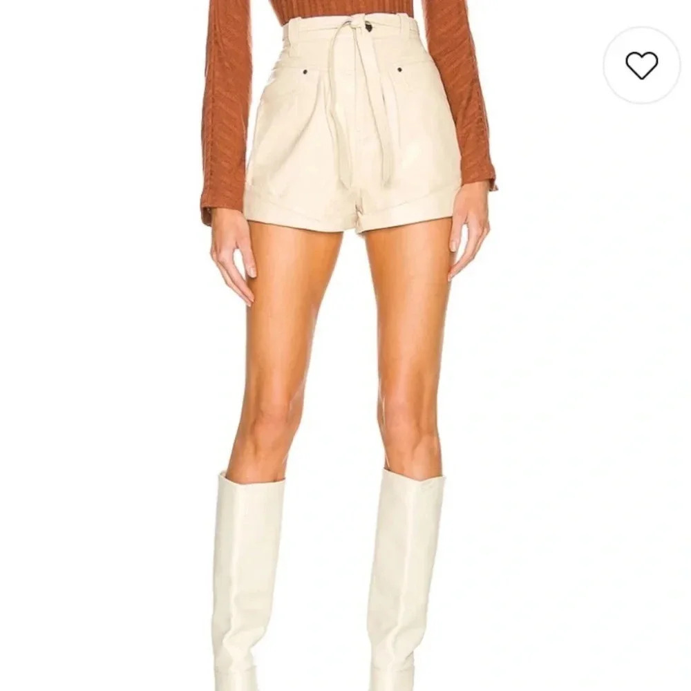 Revolve L’Academie Savon cream leather shorts